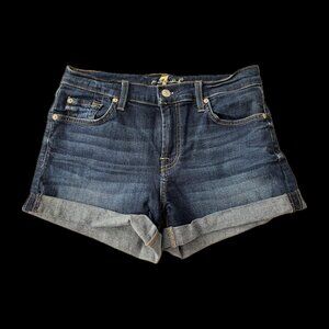 7 for all Mankind, women's jean shorts. Size 25. Dark Wash.
